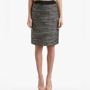 Tahari ASL Black and White Knee-Length Pencil Skirt